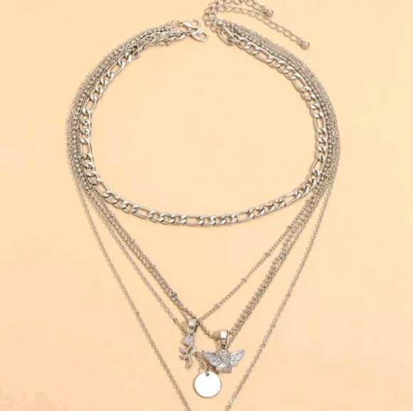 New Silver Pendant Layered Necklace - Picture 4 of 6